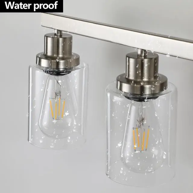 Alt view image 7 of 7 - 51" Modern 8-Light Bathroom Vanity Light Fixture - Brushed Nickel Finish with Clear Glass Shades, Perfect for Bathroom, Vanity, and Dressing Area Lighting (No Bulbs)