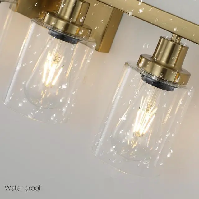 Alt view image 6 of 7 - 37" Golden 6-Light Vanity Light with Clear Glass Shades, Modern Iron Metal Bathroom Wall Fixture for Mirror, Ideal for Bathroom and Dressing Table (No Bulbs)
