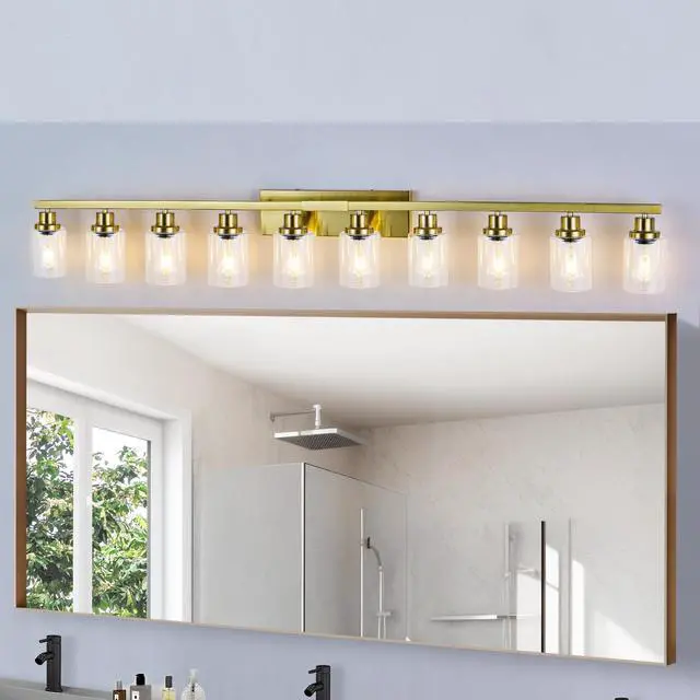 Main image of 10 Light Gold Vanity Lights for Mirror, 52inch Modern Gold Bathroom Wall Lighting for Bedroom, Living Room