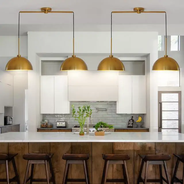 Alt view image 4 of 7 - 41" industrial Modern Copper Color Double Pendant Light Adjustable Ceiling Hanging Lamp with Bright Finish for Dining Room, Kitchen, Or Living Room Stylish and Durable Lighting Fixture (No Bulbs)