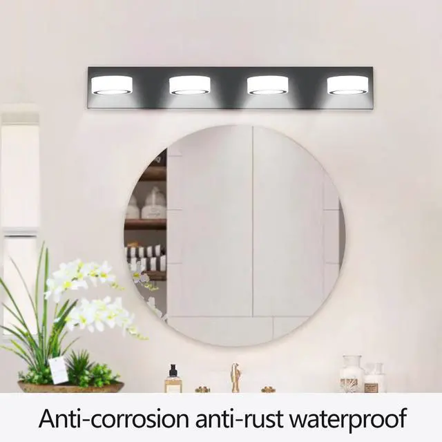 Alt view image 3 of 7 - 29" Modern 4-Light Led Vanity Light, Sleek Black Bathroom Wall Light Fixture for Mirror, Shower, and Bathroom Decor