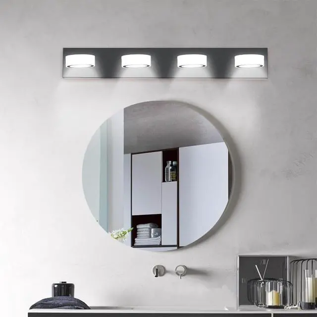 Alt view image 5 of 7 - 29" Modern 4-Light Led Vanity Light, Sleek Black Bathroom Wall Light Fixture for Mirror, Shower, and Bathroom Decor