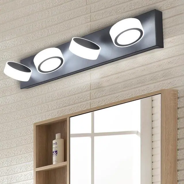 Alt view image 7 of 7 - 29" Modern 4-Light Led Vanity Light, Sleek Black Bathroom Wall Light Fixture for Mirror, Shower, and Bathroom Decor