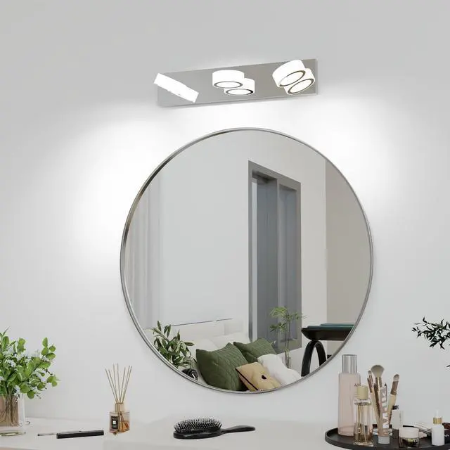 Main image of Led Modern 3 Light White Rotating Oval Acrylic with Chrome Base 21 inch Vanity Light Over Mirror Lighting Fixture