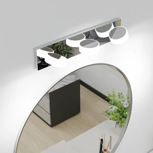 Alt view image 2 of 7 - Led Modern 3 Light White Rotating Oval Acrylic with Chrome Base 21 inch Vanity Light Over Mirror Lighting Fixture