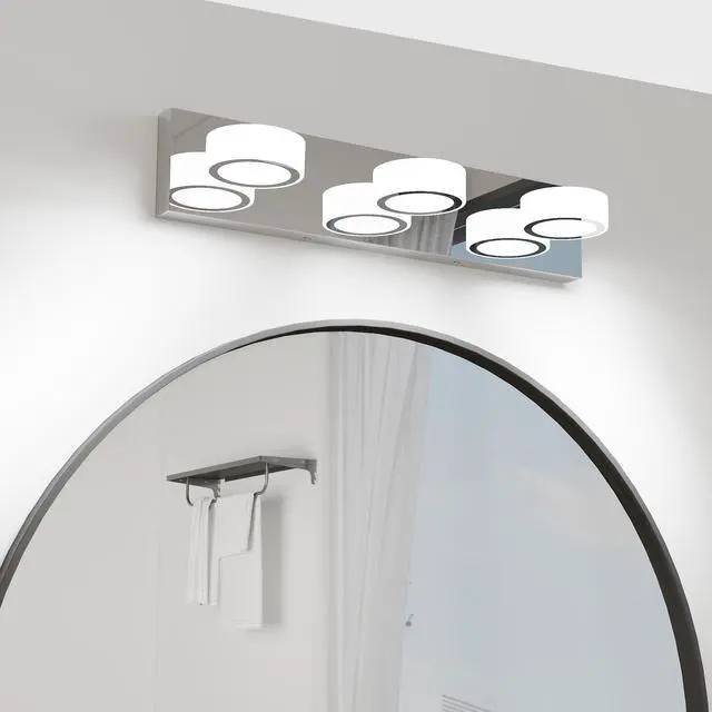 Alt view image 3 of 7 - Led Modern 3 Light White Rotating Oval Acrylic with Chrome Base 21 inch Vanity Light Over Mirror Lighting Fixture