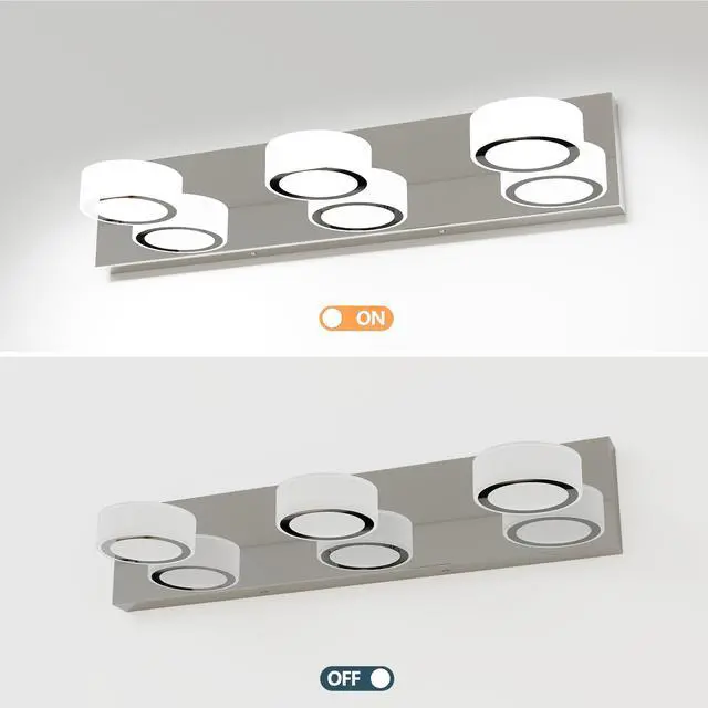 Alt view image 7 of 7 - Led Modern 3 Light White Rotating Oval Acrylic with Chrome Base 21 inch Vanity Light Over Mirror Lighting Fixture