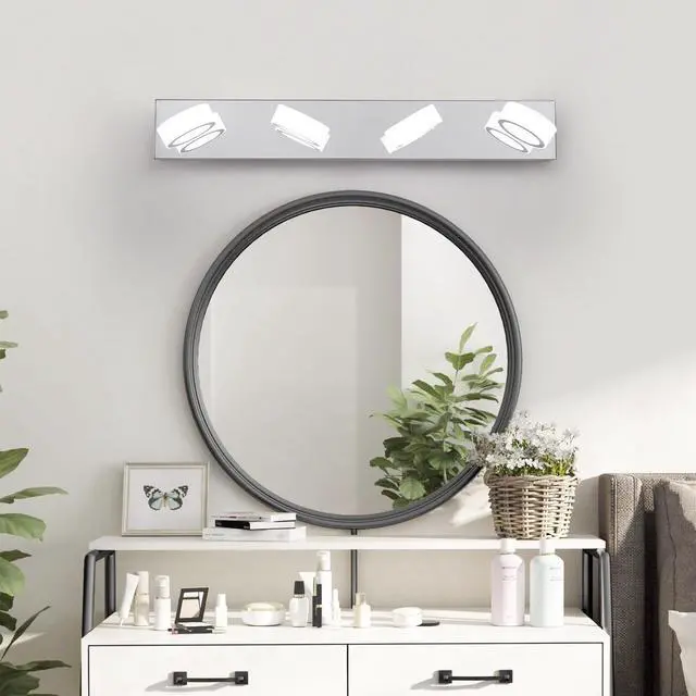 Main image of 29" Modern 4-Light Led Vanity Light, Sleek Chrome Bathroom Wall Light Fixture for Mirror, Shower, and Bathroom Decor