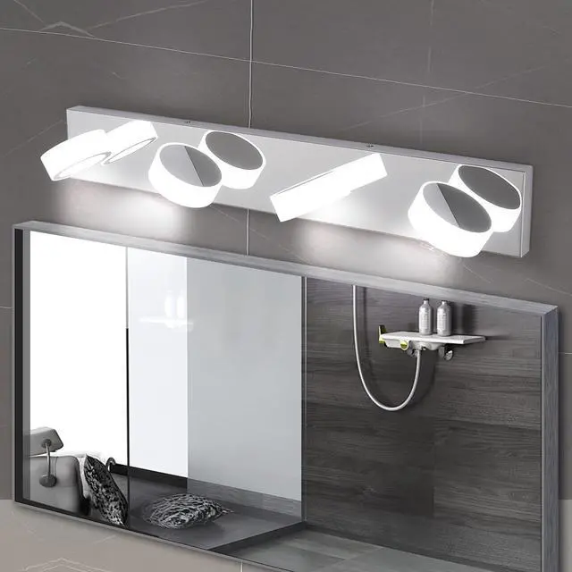 Alt view image 2 of 7 - 29" Modern 4-Light Led Vanity Light, Sleek Chrome Bathroom Wall Light Fixture for Mirror, Shower, and Bathroom Decor