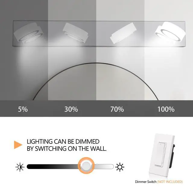 Alt view image 6 of 7 - 29" Modern 4-Light Led Vanity Light, Sleek Chrome Bathroom Wall Light Fixture for Mirror, Shower, and Bathroom Decor