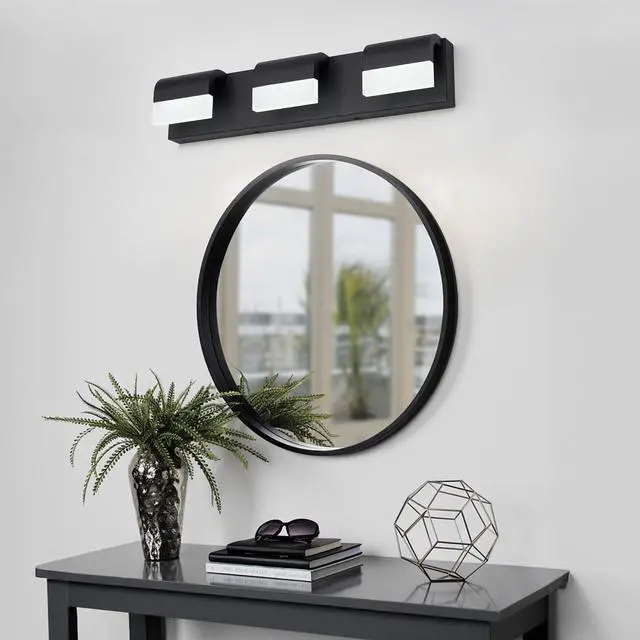 Main image of Led Contemporary Vanity Lights Fixture Bathroom Wall Light Over Mirror Matt Black 3 Lights Dimmable