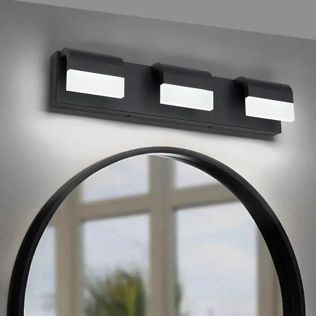 Alt view image 3 of 7 - Led Contemporary Vanity Lights Fixture Bathroom Wall Light Over Mirror Matt Black 3 Lights Dimmable
