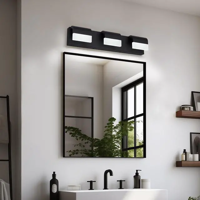 Alt view image 2 of 7 - Led Contemporary Vanity Lights Fixture Bathroom Wall Light Over Mirror Matt Black 3 Lights Dimmable