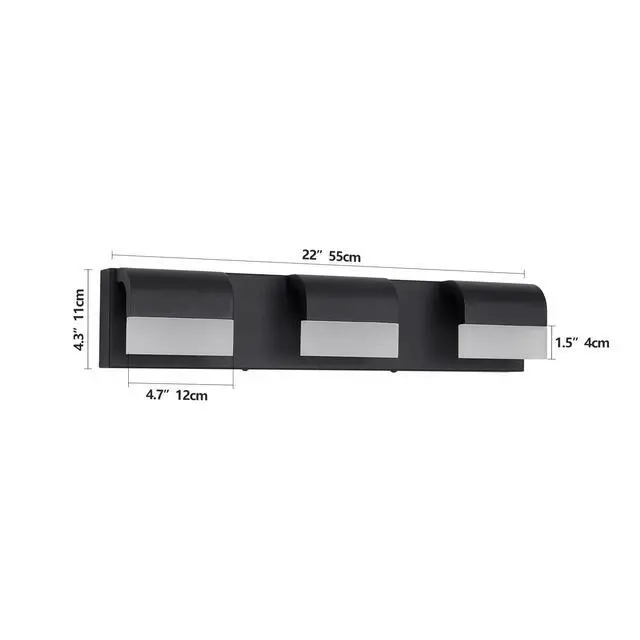 Alt view image 7 of 7 - Led Contemporary Vanity Lights Fixture Bathroom Wall Light Over Mirror Matt Black 3 Lights Dimmable