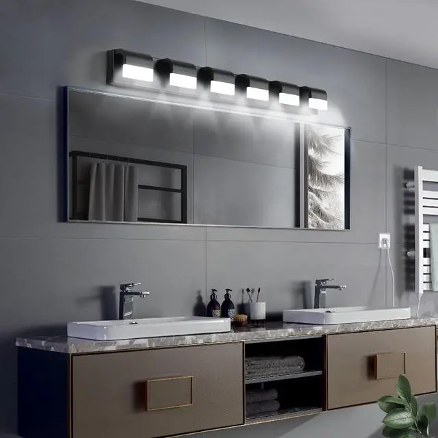 Alt view image 2 of 7 - Modern Bathroom Vanity Lighting 6-Light Led Vanity Lights Over Mirror Bath Wall Lighting