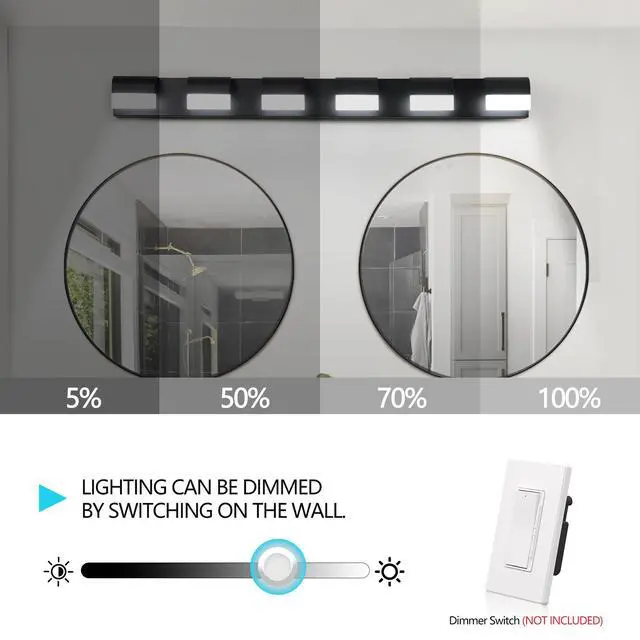 Alt view image 7 of 7 - Modern Bathroom Vanity Lighting 6-Light Led Vanity Lights Over Mirror Bath Wall Lighting