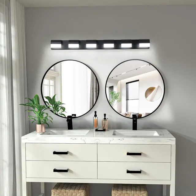 Alt view image 5 of 7 - Modern Bathroom Vanity Lighting 6-Light Led Vanity Lights Over Mirror Bath Wall Lighting