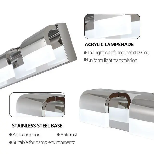 Alt view image 6 of 7 - Modern Bathroom Vanity Lighting 4-Light Led Vanity Lights Over Mirror Bath Wall Lighting