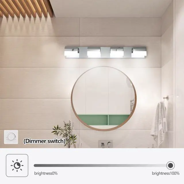 Alt view image 2 of 7 - Modern Bathroom Vanity Lighting 4-Light Led Vanity Lights Over Mirror Bath Wall Lighting
