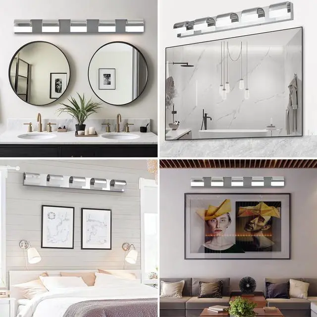 Alt view image 5 of 7 - Modern Bathroom Vanity Lighting 5-Light Led Vanity Lights Over Mirror Bath Wall Lighting
