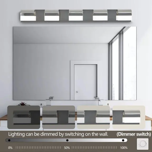 Alt view image 3 of 7 - Modern Bathroom Vanity Lighting 5-Light Led Vanity Lights Over Mirror Bath Wall Lighting