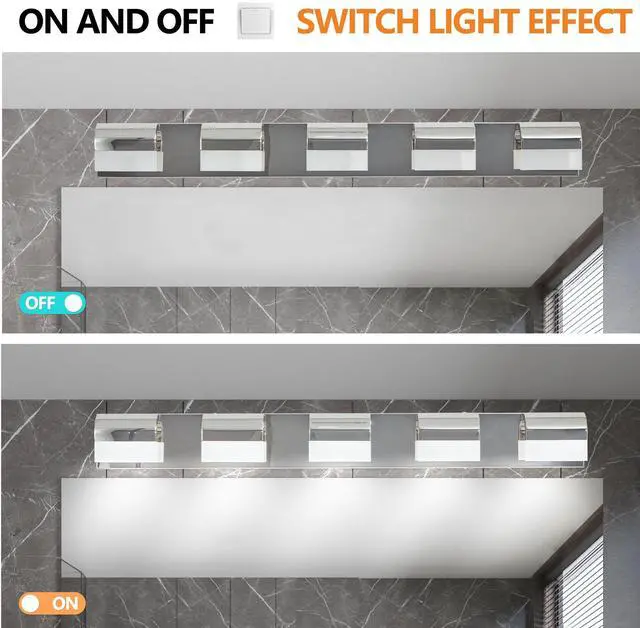 Alt view image 6 of 7 - Modern Bathroom Vanity Lighting 5-Light Led Vanity Lights Over Mirror Bath Wall Lighting