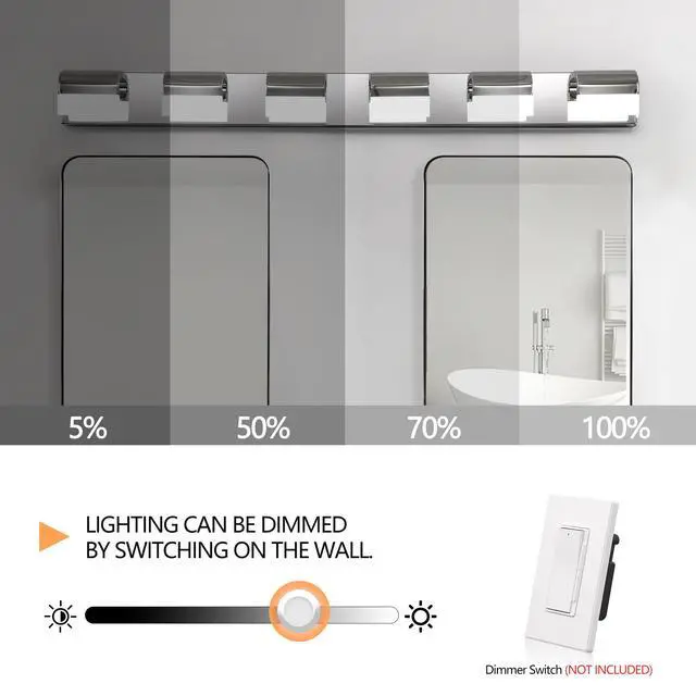 Alt view image 7 of 7 - Modern Bathroom Vanity Lighting 6-Light Led Vanity Lights Over Mirror Bath Wall Lighting