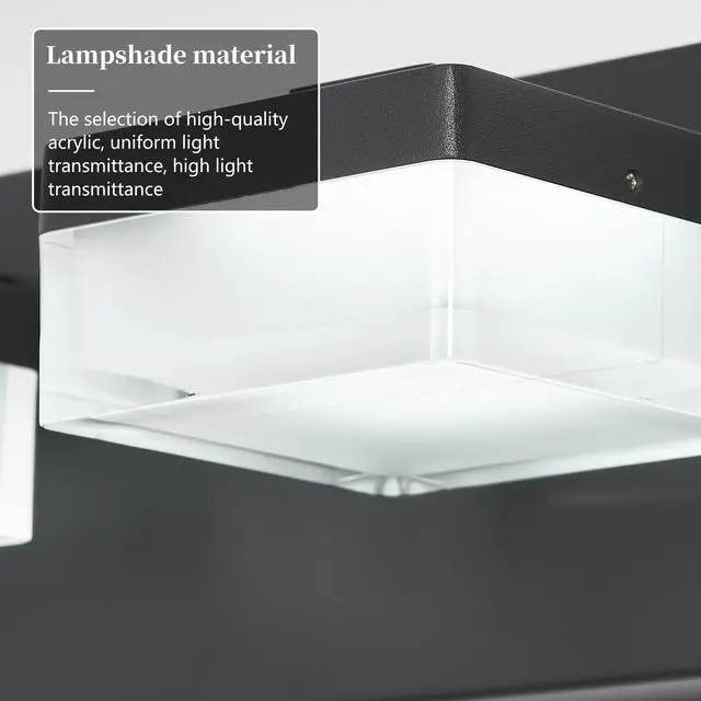 Alt view image 5 of 7 - Modern Led Vanity Light for Bathroom Transparent Acrylic Matt Black 3 Light Over Mirror Vanity Light