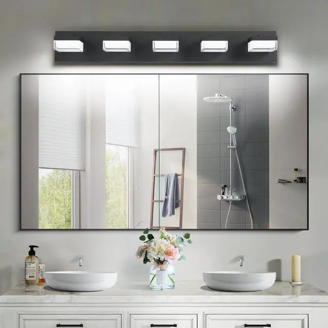 Main image of Bathroom Vanity Lights Over Mirror for Mirror Led Light Fixture 5 Lights Modern Black Vanity Light