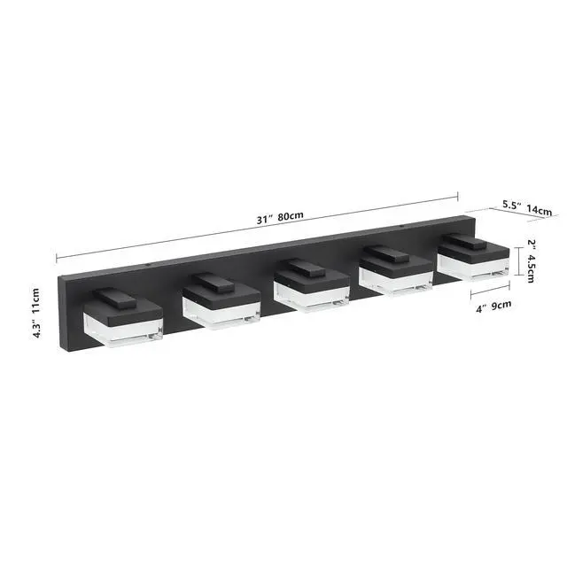 Alt view image 7 of 7 - Bathroom Vanity Lights Over Mirror for Mirror Led Light Fixture 5 Lights Modern Black Vanity Light