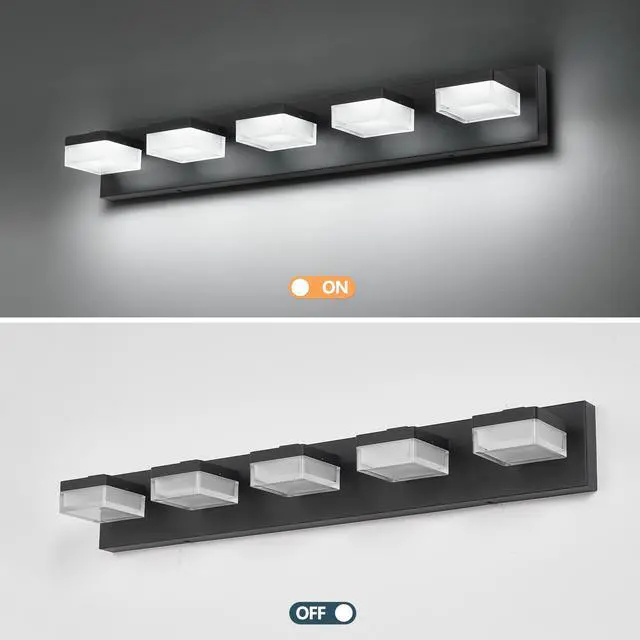Alt view image 6 of 7 - Bathroom Vanity Lights Over Mirror for Mirror Led Light Fixture 5 Lights Modern Black Vanity Light