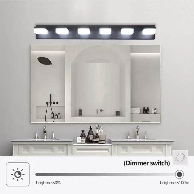 Alt view image 7 of 7 - Modern 6-Light Black Led Vanity Mirror Light Fixture for Bathrooms and Makeup Tables