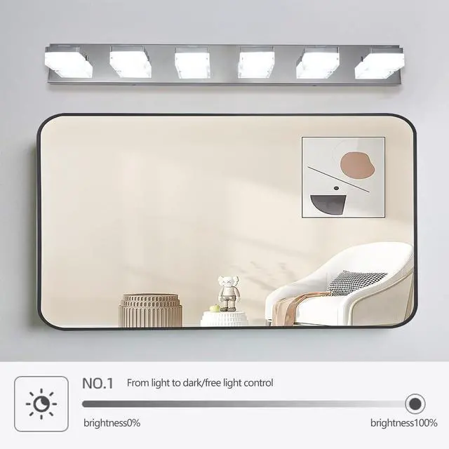 Alt view image 2 of 7 - Modern 6-Light Chrome Led Vanity Mirror Light Fixture for Bathrooms and Makeup Tables