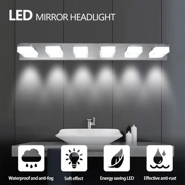 Alt view image 5 of 7 - Modern 6-Light Chrome Led Vanity Mirror Light Fixture for Bathrooms and Makeup Tables