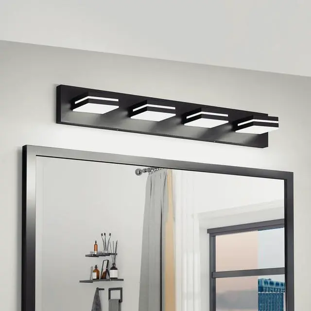 Alt view image 2 of 7 - Modern Chrome Led Vanity Light, 4-Lights Wall Sconce for Bathroom and Mirror, Sleek Minimalist Design, Energy-Efficient, Easy to install