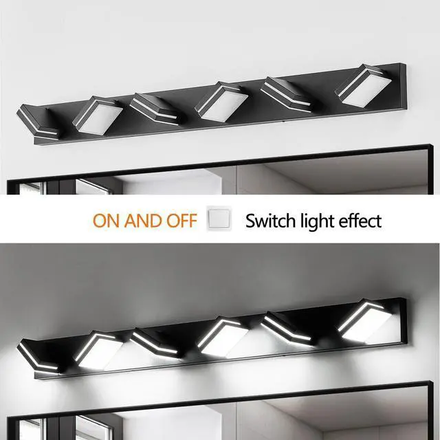 Alt view image 3 of 7 - Modern Black Led Vanity Light, 6-Lights Wall Sconce for Bathroom and Mirror, Sleek Minimalist Design, Energy-Efficient, Easy to install