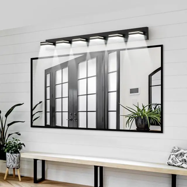 Alt view image 4 of 7 - Modern Black Led Vanity Light, 6-Lights Wall Sconce for Bathroom and Mirror, Sleek Minimalist Design, Energy-Efficient, Easy to install