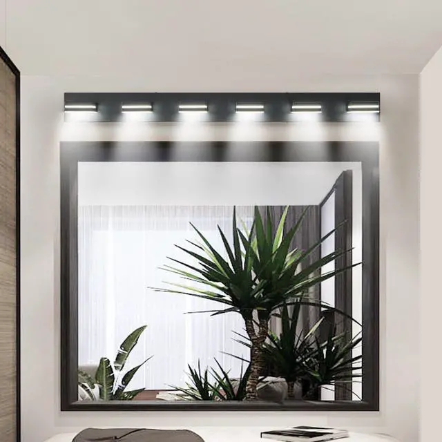 Alt view image 6 of 7 - Modern Black Led Vanity Light, 6-Lights Wall Sconce for Bathroom and Mirror, Sleek Minimalist Design, Energy-Efficient, Easy to install