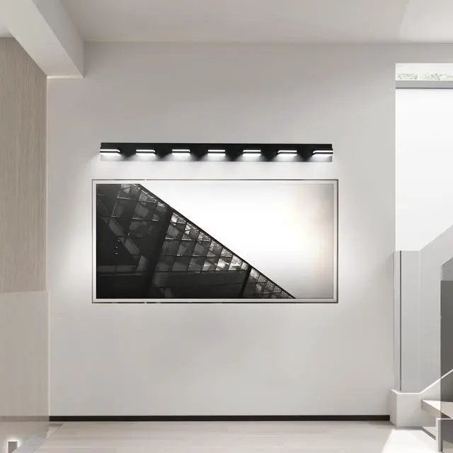 Main image of Modern Black Led Vanity Light, 7-Lights Wall Sconce for Bathroom and Mirror, Sleek Minimalist Design, Energy-Efficient, Easy to install