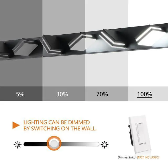 Alt view image 7 of 7 - Modern Black Led Vanity Light, 7-Lights Wall Sconce for Bathroom and Mirror, Sleek Minimalist Design, Energy-Efficient, Easy to install