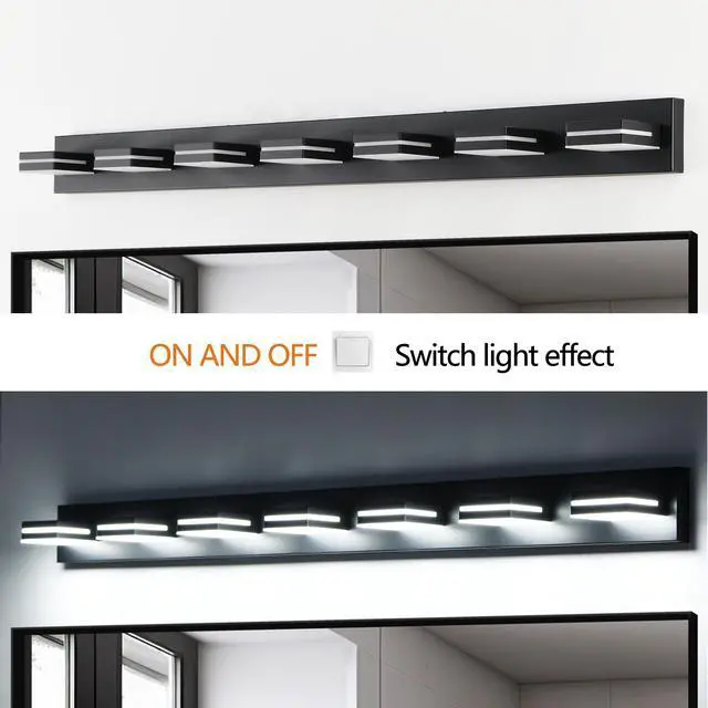 Alt view image 6 of 7 - Modern Black Led Vanity Light, 7-Lights Wall Sconce for Bathroom and Mirror, Sleek Minimalist Design, Energy-Efficient, Easy to install
