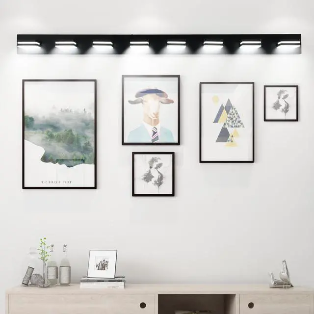 Alt view image 2 of 7 - Modern Black Led Vanity Light, 8-Lights Wall Sconce for Bathroom and Mirror, Sleek Minimalist Design, Energy-Efficient, Easy to install