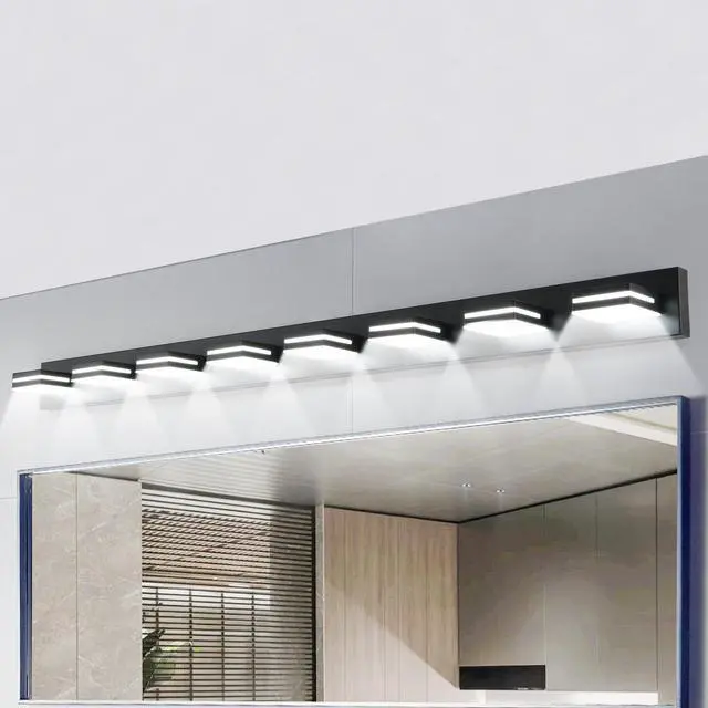 Alt view image 3 of 7 - Modern Black Led Vanity Light, 8-Lights Wall Sconce for Bathroom and Mirror, Sleek Minimalist Design, Energy-Efficient, Easy to install