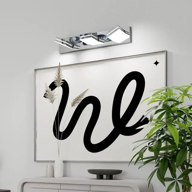 Alt view image 2 of 7 - Modern Chrome Led Vanity Light, 3-Lights Wall Sconce for Bathroom and Mirror, Sleek Minimalist Design, Energy-Efficient, Easy to install