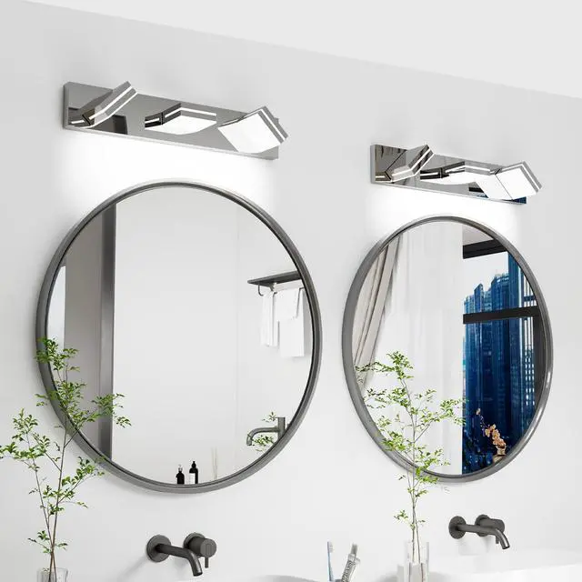 Alt view image 3 of 7 - Modern Chrome Led Vanity Light, 3-Lights Wall Sconce for Bathroom and Mirror, Sleek Minimalist Design, Energy-Efficient, Easy to install