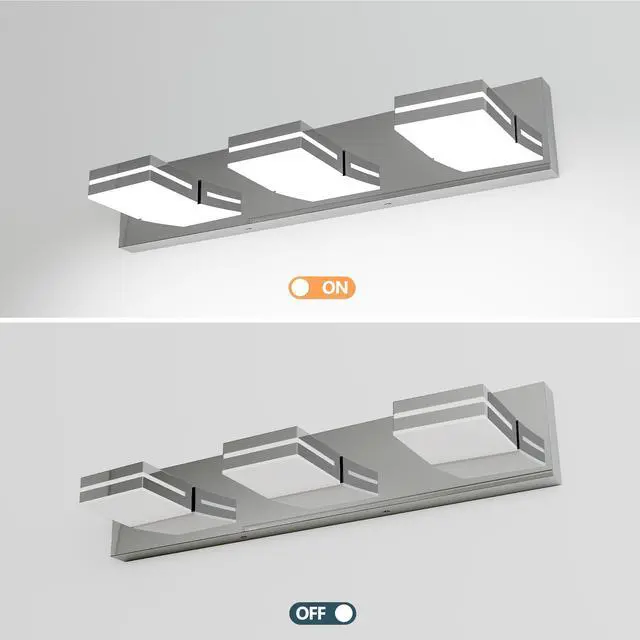 Alt view image 5 of 7 - Modern Chrome Led Vanity Light, 3-Lights Wall Sconce for Bathroom and Mirror, Sleek Minimalist Design, Energy-Efficient, Easy to install