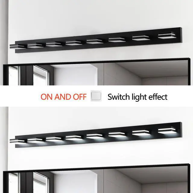 Alt view image 7 of 7 - Modern Black Led Vanity Light, 8-Lights Wall Sconce for Bathroom and Mirror, Sleek Minimalist Design, Energy-Efficient, Easy to install