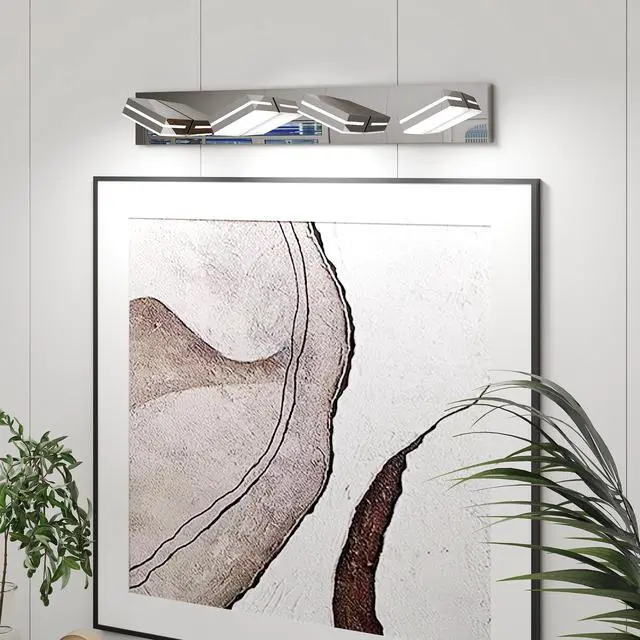 Alt view image 2 of 7 - Modern Chrome Led Vanity Light, 4-Lights Wall Sconce for Bathroom and Mirror, Sleek Minimalist Design, Energy-Efficient, Easy to install