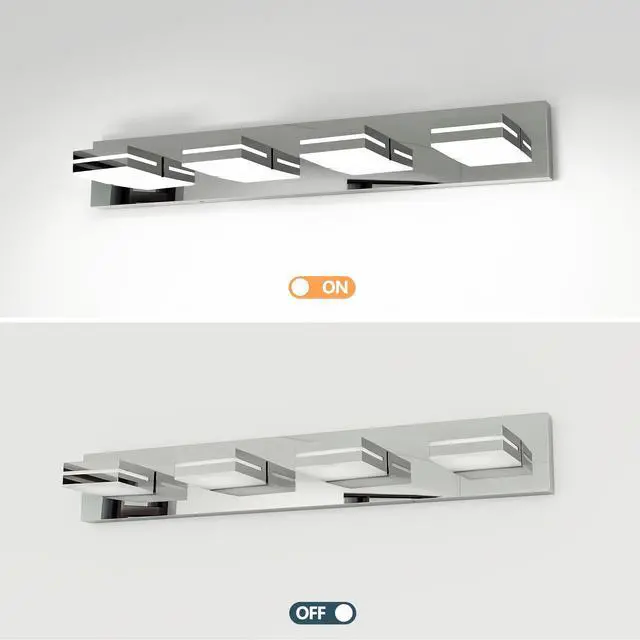 Alt view image 4 of 7 - Modern Chrome Led Vanity Light, 4-Lights Wall Sconce for Bathroom and Mirror, Sleek Minimalist Design, Energy-Efficient, Easy to install