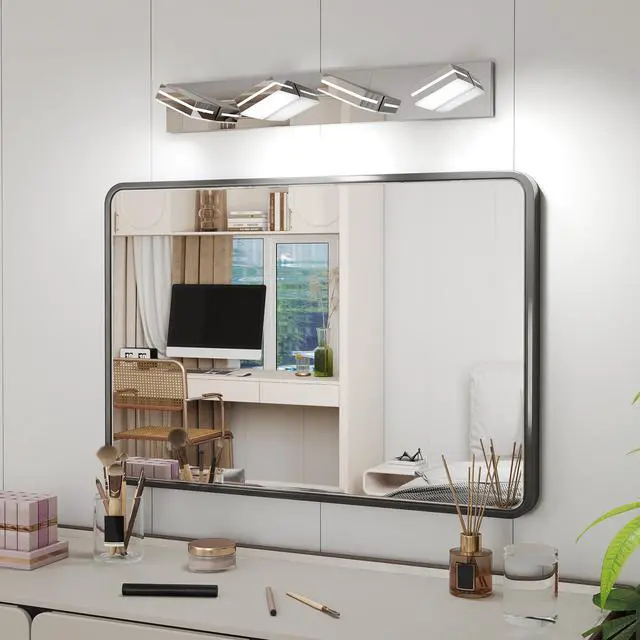 Alt view image 6 of 7 - Modern Chrome Led Vanity Light, 4-Lights Wall Sconce for Bathroom and Mirror, Sleek Minimalist Design, Energy-Efficient, Easy to install